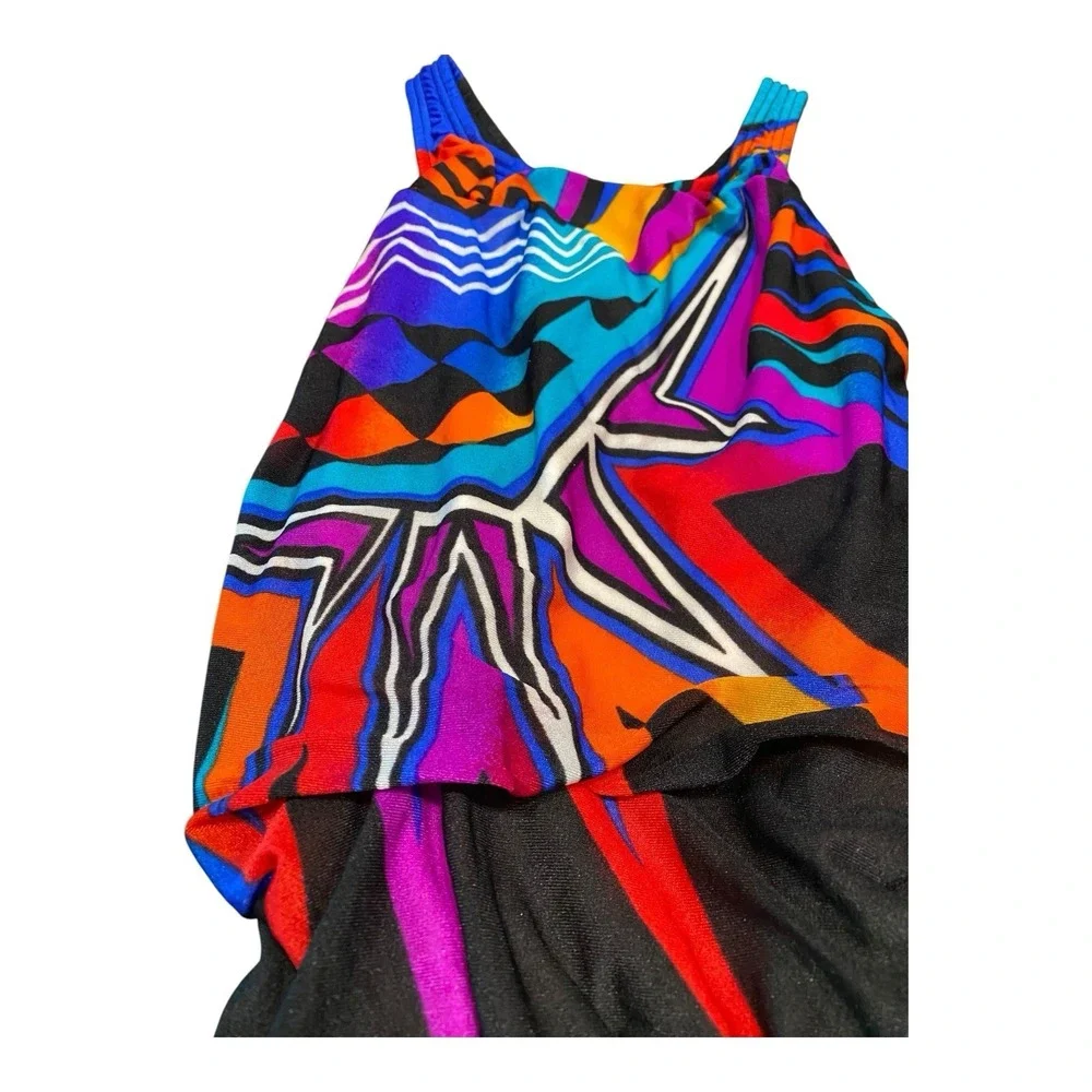 VTG 90s Speedo One-Piece Bathing Swimsuit Retro 80s Geometric USA Sz 14 (38) NWT
